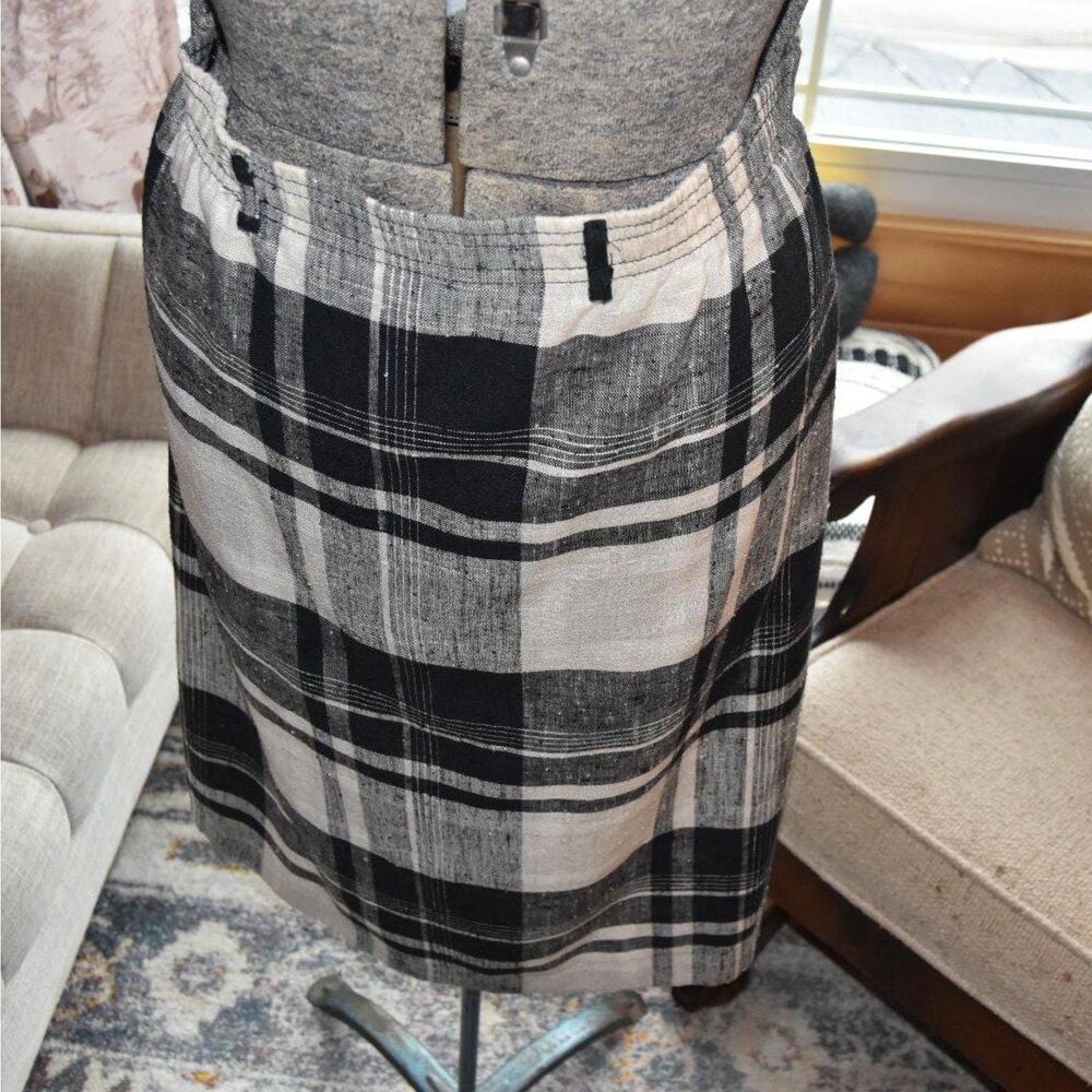 1970s JG Collection Plaid Skirt - Black & White Union Made USA, Size Large